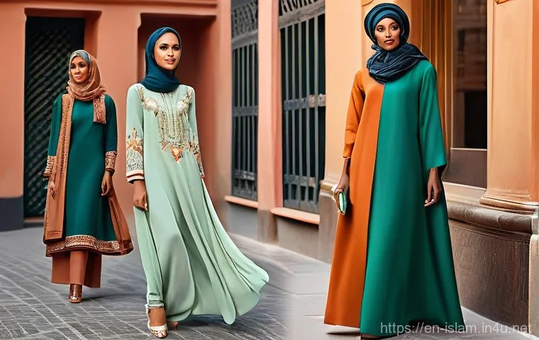 무슬림 패션 산업 - **Prompt 1: Global Elegance and Diversity in Modest Fashion**
"A diverse group of adult women, e...