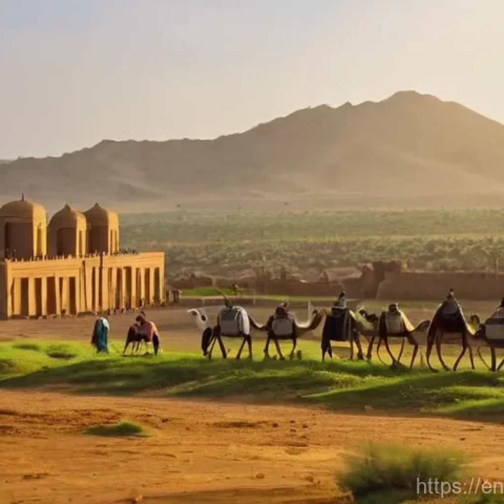 아프리카의 이슬람 확산 - **"The First Hijrah: Sanctuary in Aksum"**
A serene and historically accurate depiction of a sma...