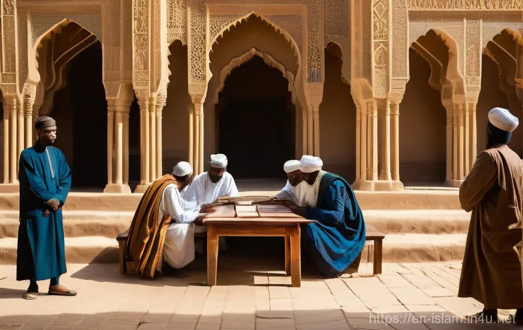 아프리카의 이슬람 확산 - **"The First Hijrah: Sanctuary in Aksum"**
    A serene and historically accurate depiction of a sma...